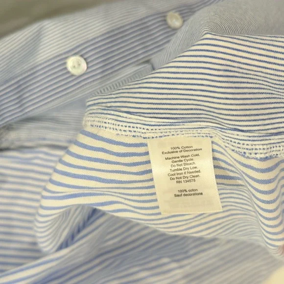 Vineyard Vines Blue White Stripe Mix Cotton Button Up Shirt Size 6 Preppy Classi - Picture 11 of 11